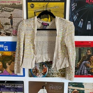 Vintage cropped 3/4 sleeve knit cardigan🤍